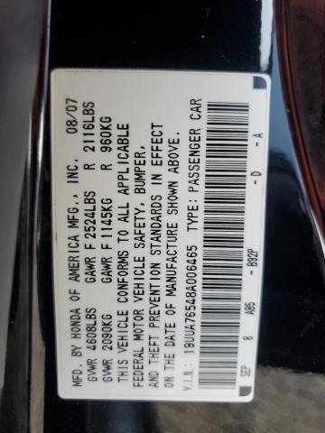 Photo 10 from auction – 2008 ACURA TL TYPE S with VIN 19UUA76548A006465