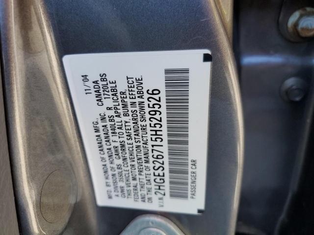 Photo 10 from auction – 2005 HONDA CIVIC EX with VIN 2HGES26715H529526