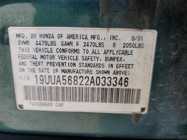 Photo 10 from auction – 2002 ACURA 3.2TL TYPE with VIN 19UUA56822A033346
