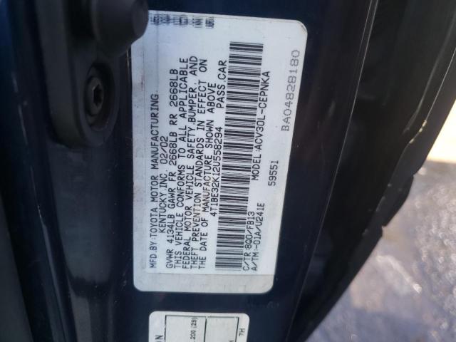 Photo 10 from auction – 2002 TOYOTA CAMRY LE with VIN 4T1BE32K12U558294