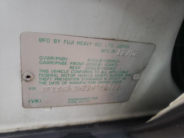 Foto 10 de la subasta – 2003 SUBARU FORESTER 2 con VIN JF1SG63623H755881