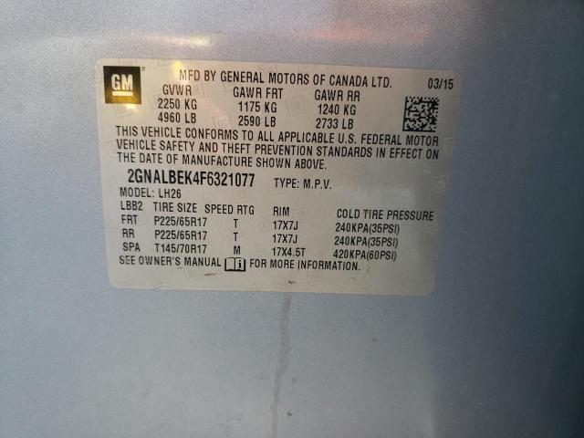 Photo 10 from auction – 2015 CHEVROLET EQUINOX LT with VIN 2GNALBEK4F6321077
