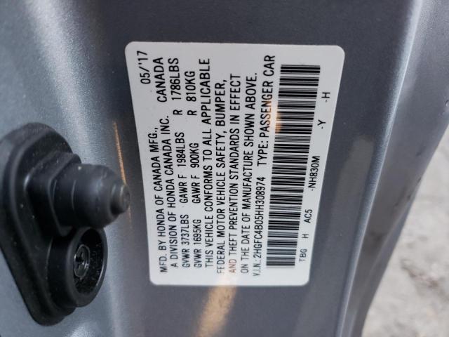 Photo 10 from auction – 2017 HONDA CIVIC LX with VIN 2HGFC4B05HH308974