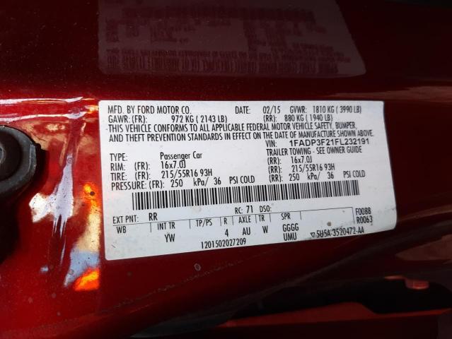 Photo 10 from auction – 2015 FORD FOCUS SE with VIN 1FADP3F21FL232191
