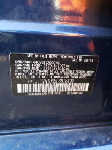 Photo 10 from auction – 2015 SUBARU WRX PREMIU with VIN JF1VA1D65F8818492