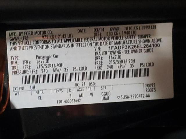 Photo 10 from auction – 2014 FORD FOCUS SE with VIN 1FADP3K26EL284100