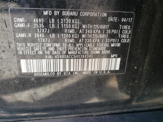 Photo 10 from auction – 2017 SUBARU OUTBACK 2. with VIN 4S4BSACC5H3384345