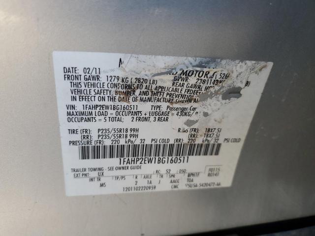 Photo 10 from auction – 2011 FORD TAURUS SEL with VIN 1FAHP2EW1BG160511