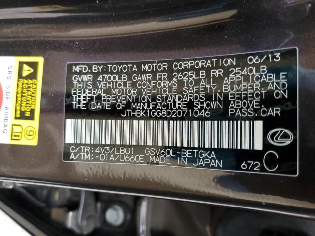 Photo 10 from auction – 2013 LEXUS ES 350 with VIN JTHBK1GG8D2071046