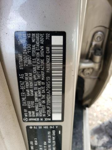 Photo 10 from auction – 1999 MERCEDES-BENZ E 430 with VIN WDBJF70H0XA798519