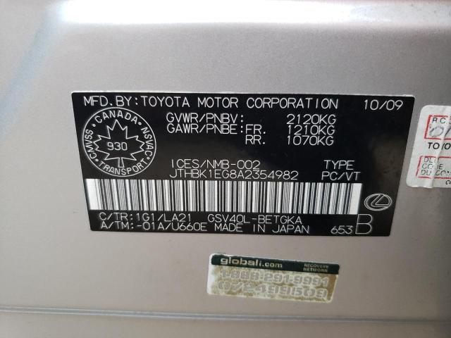 Photo 10 from auction – 2010 LEXUS ES 350 with VIN JTHBK1EG8A2354982