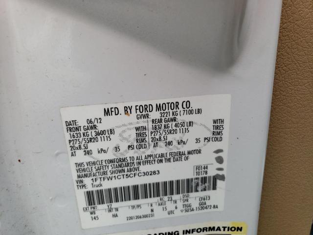 Photo 10 from auction – 2012 FORD F150 SUPER with VIN 1FTFW1CT5CFC30283