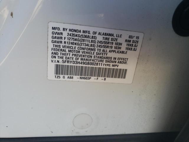 Photo 10 from auction – 2016 ACURA MDX TECHNO with VIN 5FRYD3H49GB002811