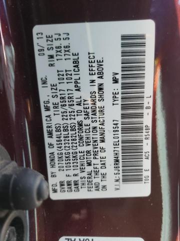 Photo 10 from auction – 2014 HONDA CR-V EXL with VIN 5J6RM4H71EL019547