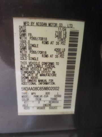 Photo 10 from auction – 2005 INFINITI QX56 with VIN 5N3AA08C65N802002