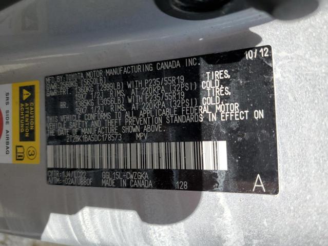 Photo 10 from auction – 2013 LEXUS RX 350 BAS with VIN 2T2BK1BA5DC178573