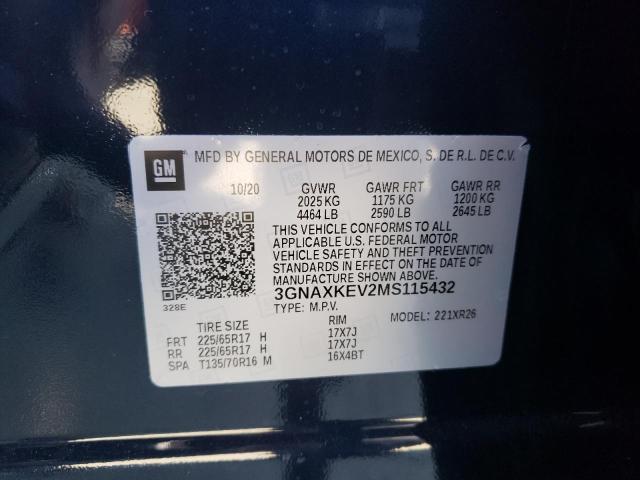 Photo 10 from auction – 2021 CHEVROLET EQUINOX LT with VIN 3GNAXKEV2MS115432