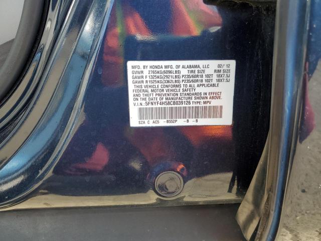 Photo 10 from auction – 2012 HONDA PILOT EXL with VIN 5FNYF4H58CB039126