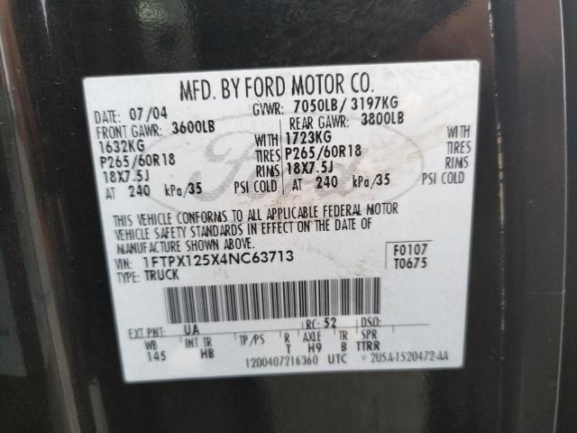 Photo 10 from auction – 2004 FORD F150 with VIN 1FTPX125X4NC63713
