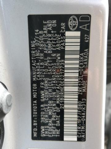 Photo 10 from auction – 2014 TOYOTA COROLLA L with VIN 2T1BURHE0EC217739