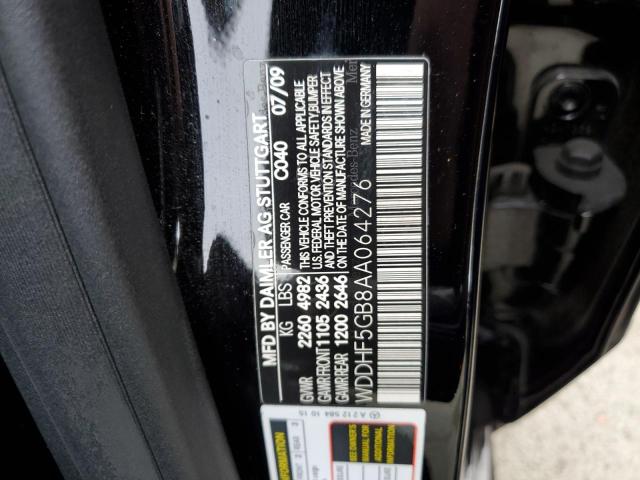 Photo 10 from auction – 2010 MERCEDES-BENZ E 350 with VIN WDDHF5GB8AA064276
