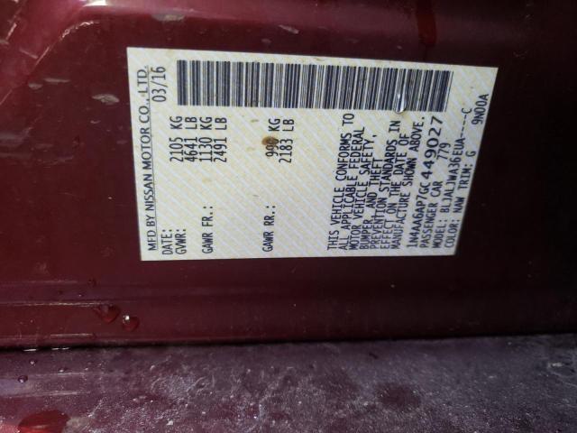 Photo 10 from auction – 2016 NISSAN MAXIMA 3.5 with VIN 1N4AA6AP7GC449027