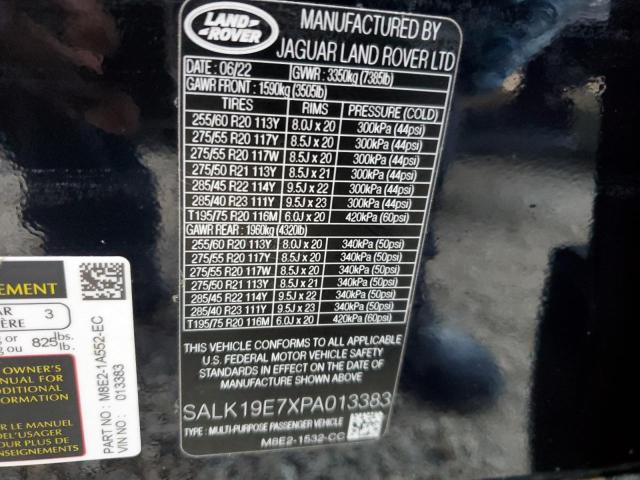 Photo 10 from auction – 2023 LAND ROVER RANGE ROVE with VIN SALK19E7XPA013383