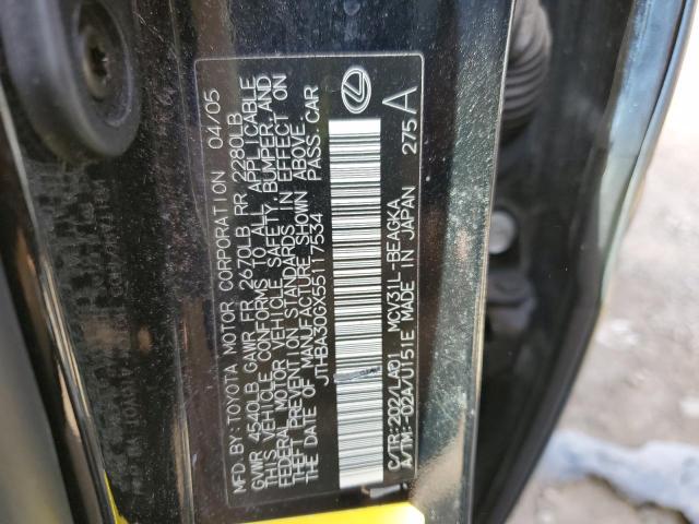 Photo 10 from auction – 2005 LEXUS ES 330 with VIN JTHBA30GX55117534