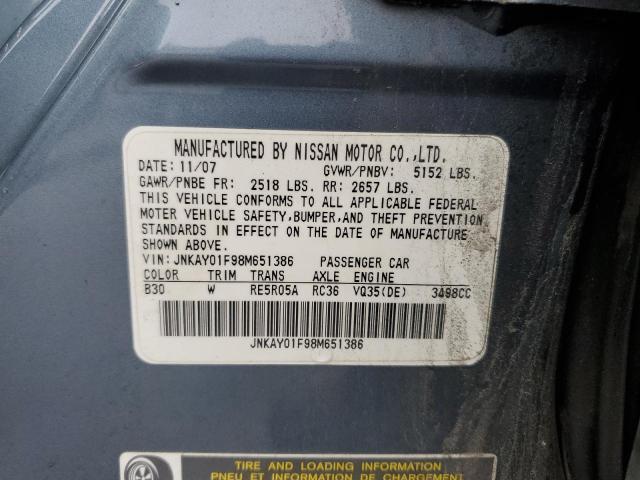 Photo 10 from auction – 2008 INFINITI M35 BASE with VIN JNKAY01F98M651386