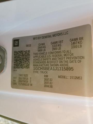 Photo 10 from auction – 2018 CHEVROLET COLORADO with VIN 1GCHSBEA1J1315895