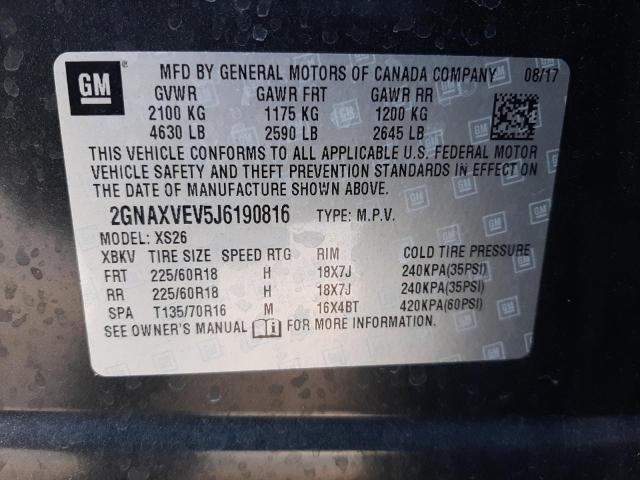 Photo 10 from auction – 2018 CHEVROLET EQUINOX PR with VIN 2GNAXVEV5J6190816