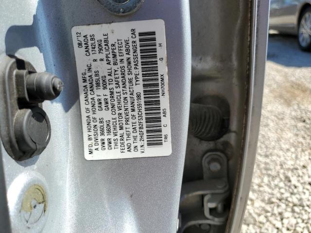 Photo 10 from auction – 2012 HONDA CIVIC LX with VIN 2HGFB2F53CH591980