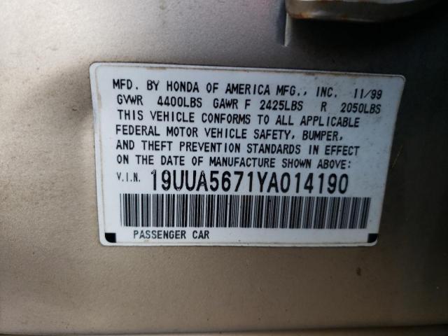 Photo 10 from auction – 2000 ACURA 3.2TL with VIN 19UUA5671YA014190