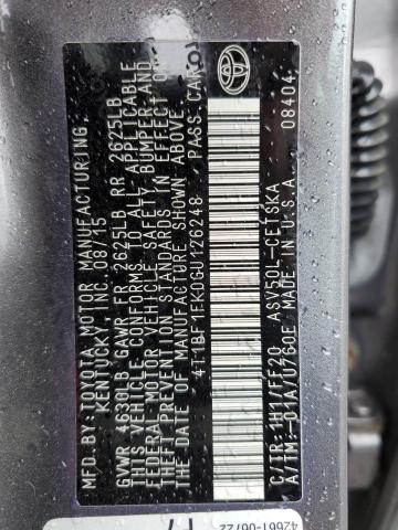 Photo 10 from auction – 2016 TOYOTA CAMRY LE with VIN 4T1BF1FK0GU126248