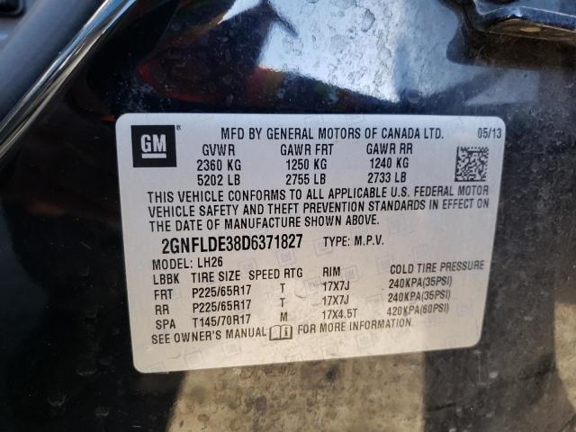 Photo 10 from auction – 2013 CHEVROLET EQUINOX LT with VIN 2GNFLDE38D6371827