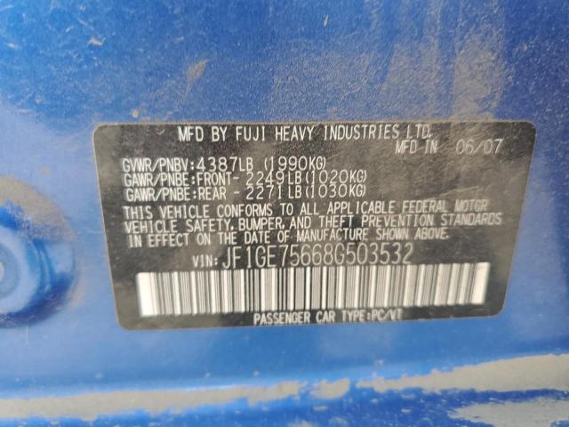 Photo 10 from auction – 2008 SUBARU IMPREZA WR with VIN JF1GE75668G503532