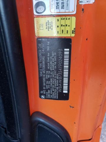 Photo 10 from auction – 2007 BMW 335 I with VIN WBAWB73547P024093