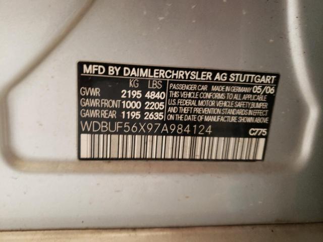 Photo 10 from auction – 2007 MERCEDES-BENZ E 350 with VIN WDBUF56X97A984124