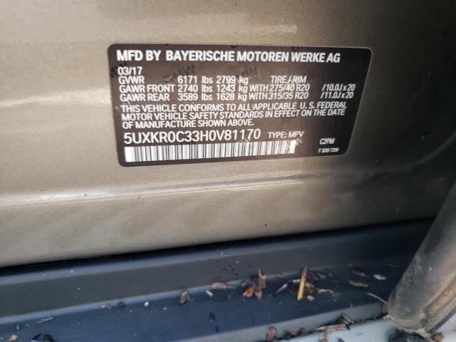 Photo 10 from auction – 2017 BMW X5 XDRIVE3 with VIN 5UXKR0C33H0V81170