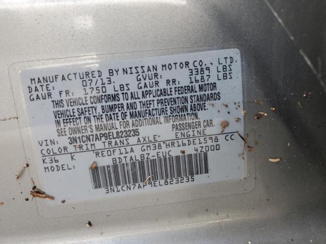Photo 10 from auction – 2014 NISSAN VERSA S with VIN 3N1CN7AP9EL823235