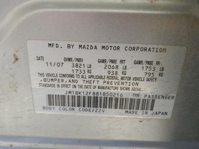 Photo 10 from auction – 2008 MAZDA 3 I with VIN JM1BK12F881850216