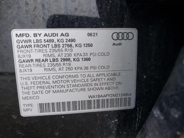 Photo 10 from auction – 2021 AUDI Q5 PREMIUM with VIN WA1BAAFY2M2124994