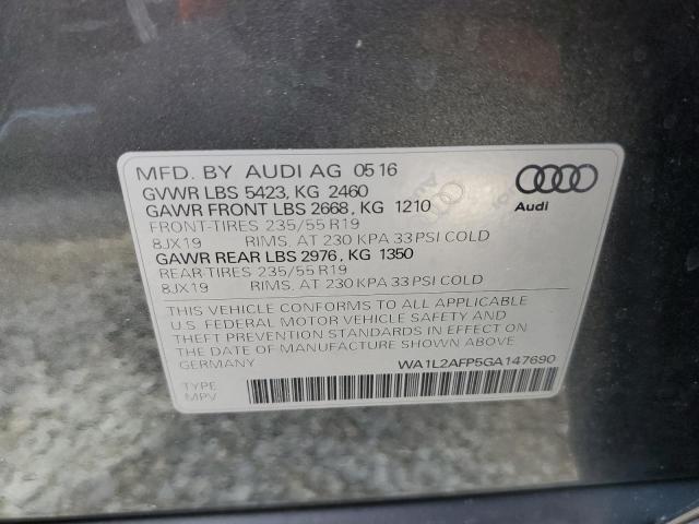 Photo 10 from auction – 2016 AUDI Q5 PREMIUM with VIN WA1L2AFP5GA147690