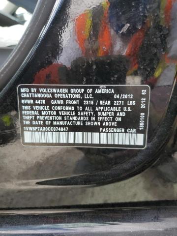 Photo 10 from auction – 2012 VOLKSWAGEN PASSAT SE with VIN 1VWBP7A30CC074847