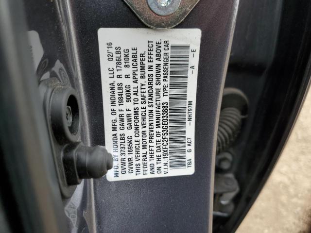 Photo 10 from auction – 2016 HONDA CIVIC LX with VIN 19XFC2F53GE033883