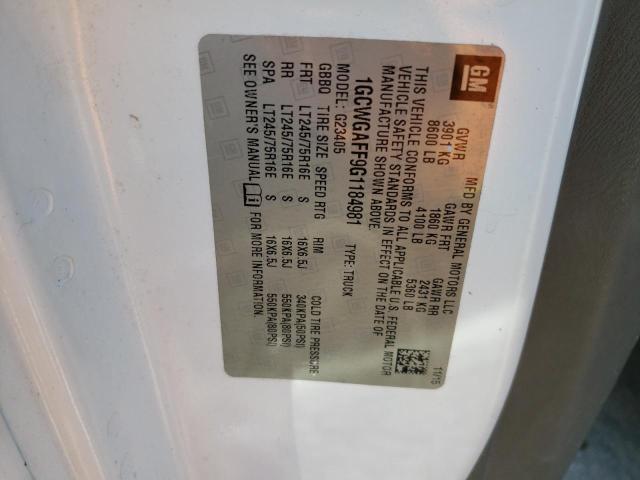 Photo 10 from auction – 2016 CHEVROLET EXPRESS G2 with VIN 1GCWGAFF9G1184981