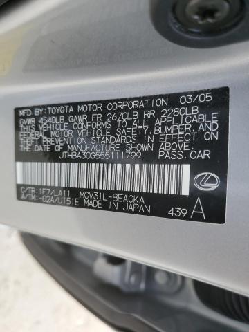 Photo 10 from auction – 2005 LEXUS ES 330 with VIN JTHBA30G555111799