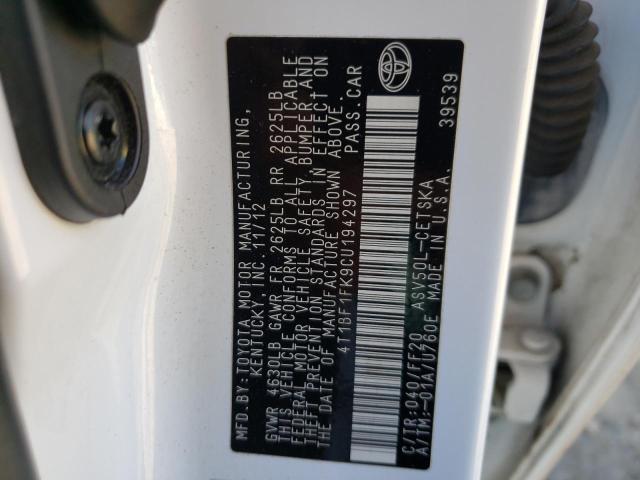 Photo 10 from auction – 2012 TOYOTA CAMRY BASE with VIN 4T1BF1FK9CU194297