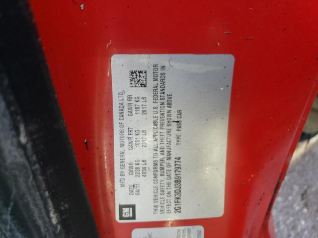 Photo 10 from auction – 2011 CHEVROLET CAMARO with VIN 2G1FK3DJ3B9179774