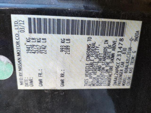 Photo 10 from auction – 2012 NISSAN ALTIMA BAS with VIN 1N4AL2AP6CC231478